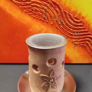 Räucherstövchen / Räucherofen Blume handgemacht inkl. Edelstahl-Sieb