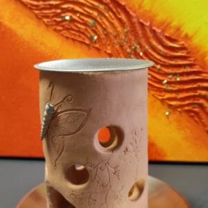 Räucherstövchen / Räucherofen Schmetterling handgemacht inkl. Edelstahl-Sieb